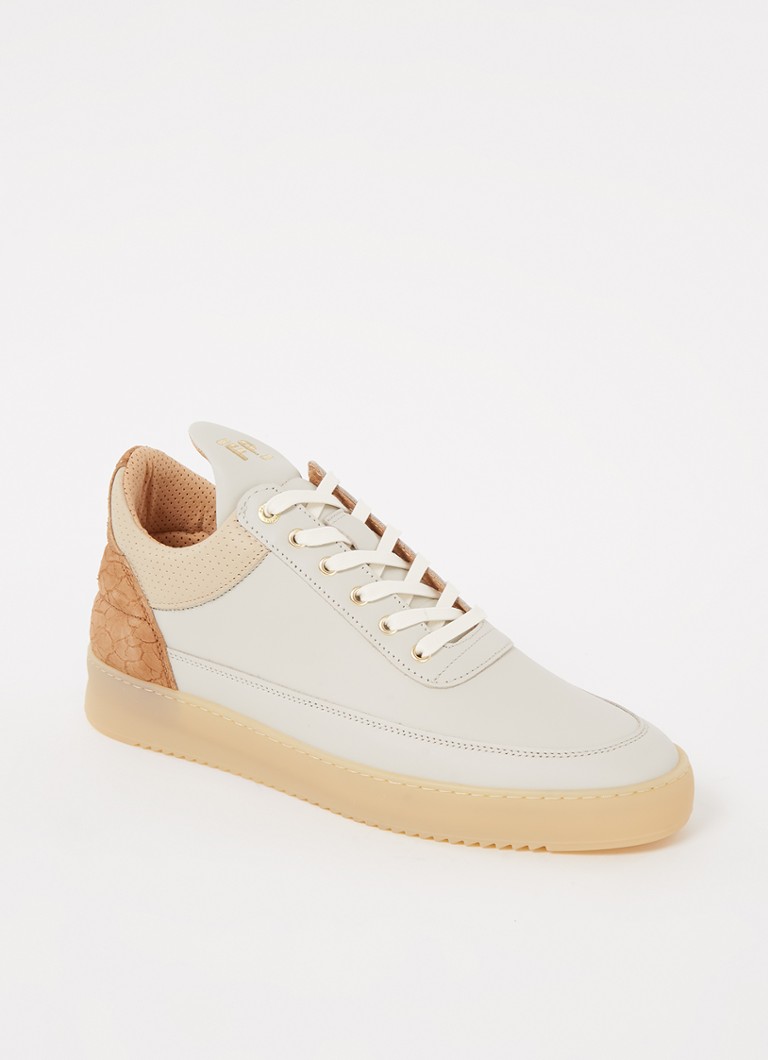Filling Pieces Low Top Ripple Ceres sneaker van leer met nubuck details ⢠Beige ⢠de Bijenkorf