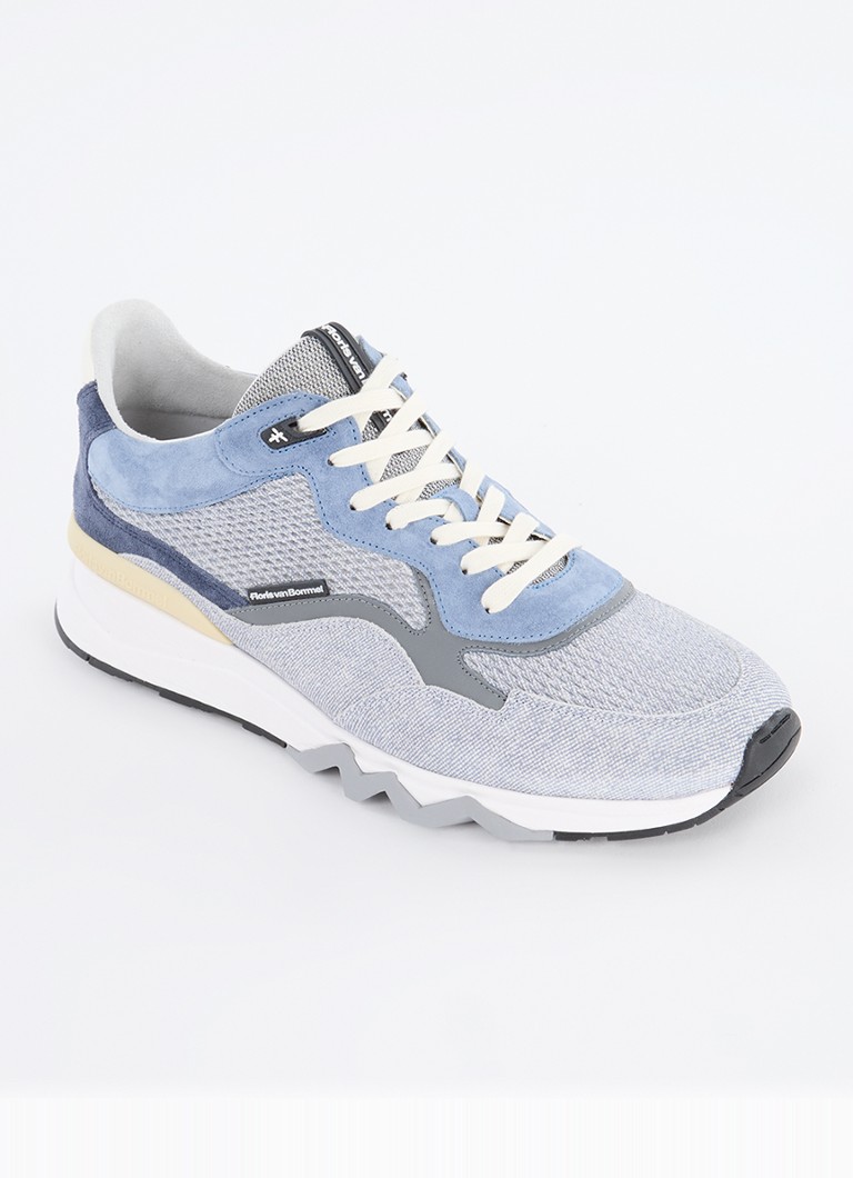 Floris van Bommel - De Zager 02.56 sneaker van mesh met suède details - Lichtblauw
