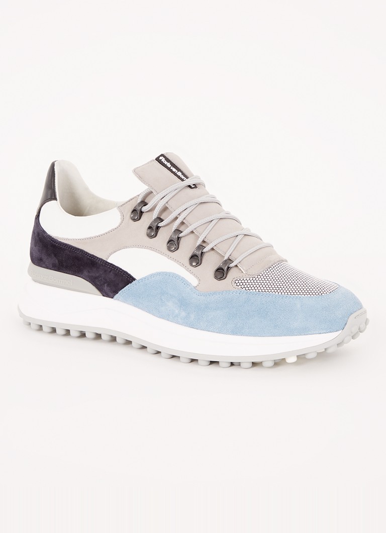 Floris van Bommel - Noppi 32.01 sneaker van leer met suède details - Lichtblauw