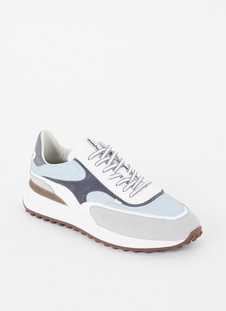 Floris van Bommel - Noppi 37.01 sneaker van leer met mesh details - Lichtblauw