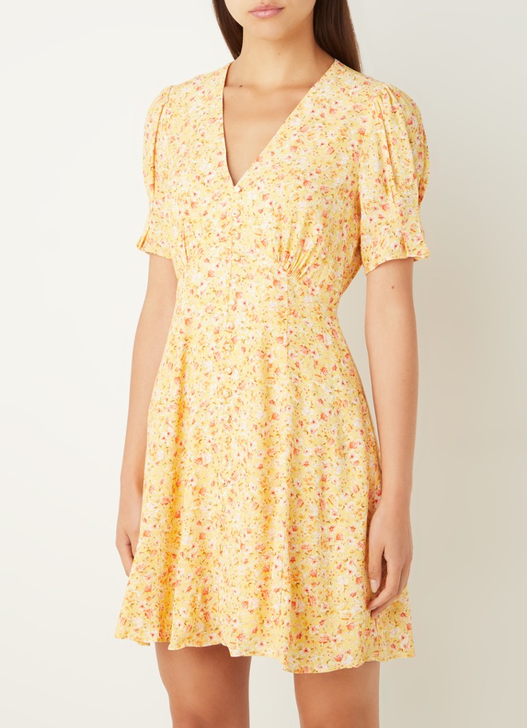 Forever New Saffron mini jurk met bloemenprint • Geel • de Bijenkorf