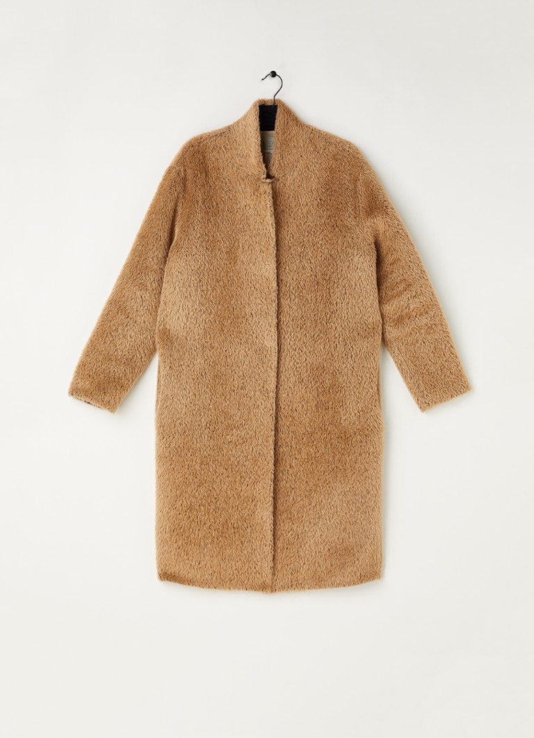 Forte_Forte - Vintage mantel in alpaca wolblend met steekzakken - maat 34 - Camel