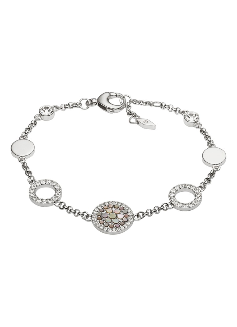 Fossil - Fossil Bedelarmband met parel JF02311040 - Zilver