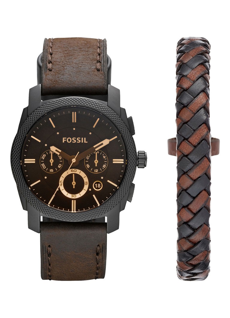 Fossil - Horloge en armband giftset FS5251SET - Donkerbruin