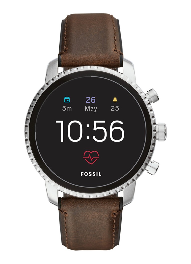 Fossil Q Explorist smartwatch FTW4015 ⢠Bruin ⢠de Bijenkorf