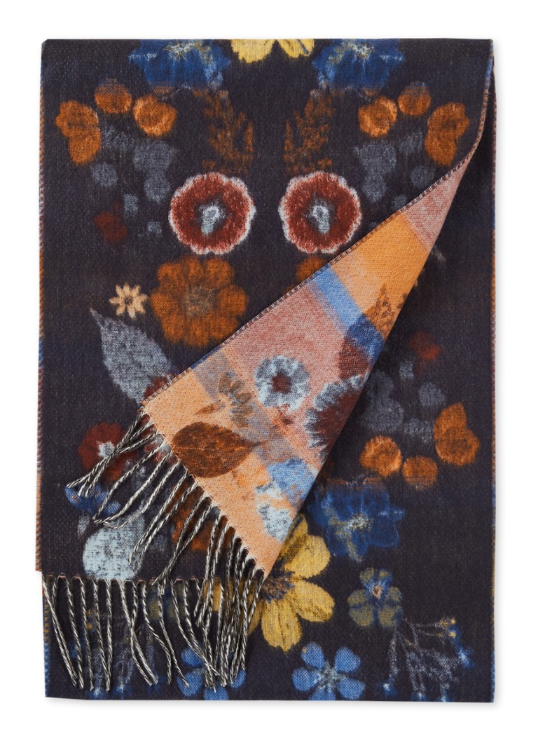 gisteren buffet Puur Fraas Cashmink flower sjaal met bloemenprint 190 x 35 cm • Blauw • de  Bijenkorf