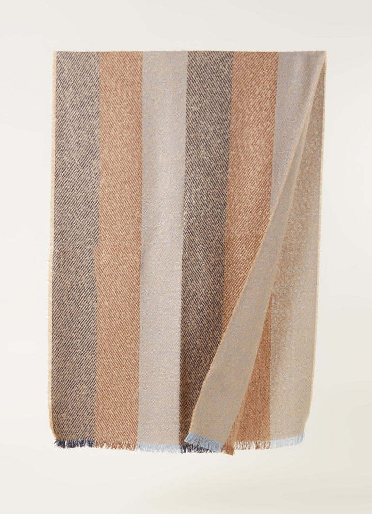 climax markt Stamboom Fraas Sjaal in wolblend met streepprint 180 x 65 cm • Beige • de Bijenkorf