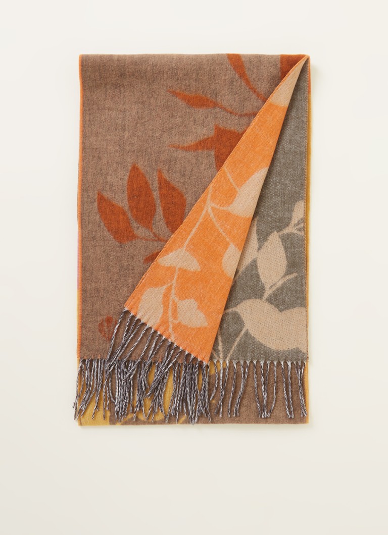 Fraas - Sjaal met bloemenprint 190 x 30 cm - Lichtbruin
