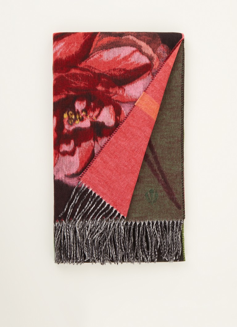 Fraas - Sjaal met bloemenprint 200 x 55 cm  - Donkerrood