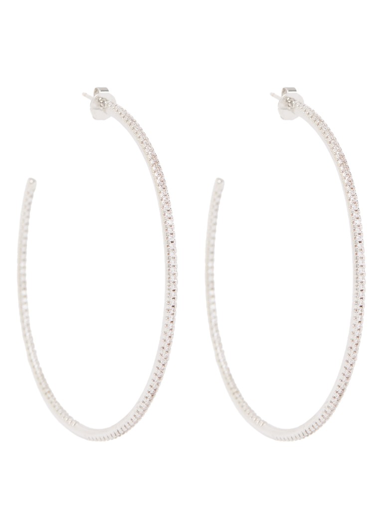 Franky Amsterdam - The JLo XL oorringen met zirkonia  - Zilver