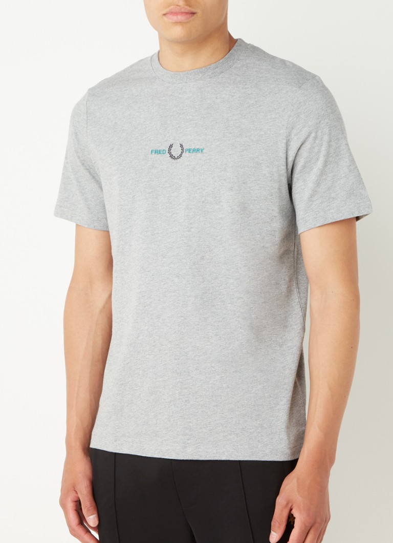 Fred Perry - T-shirt met logoborduring - Grijsmele