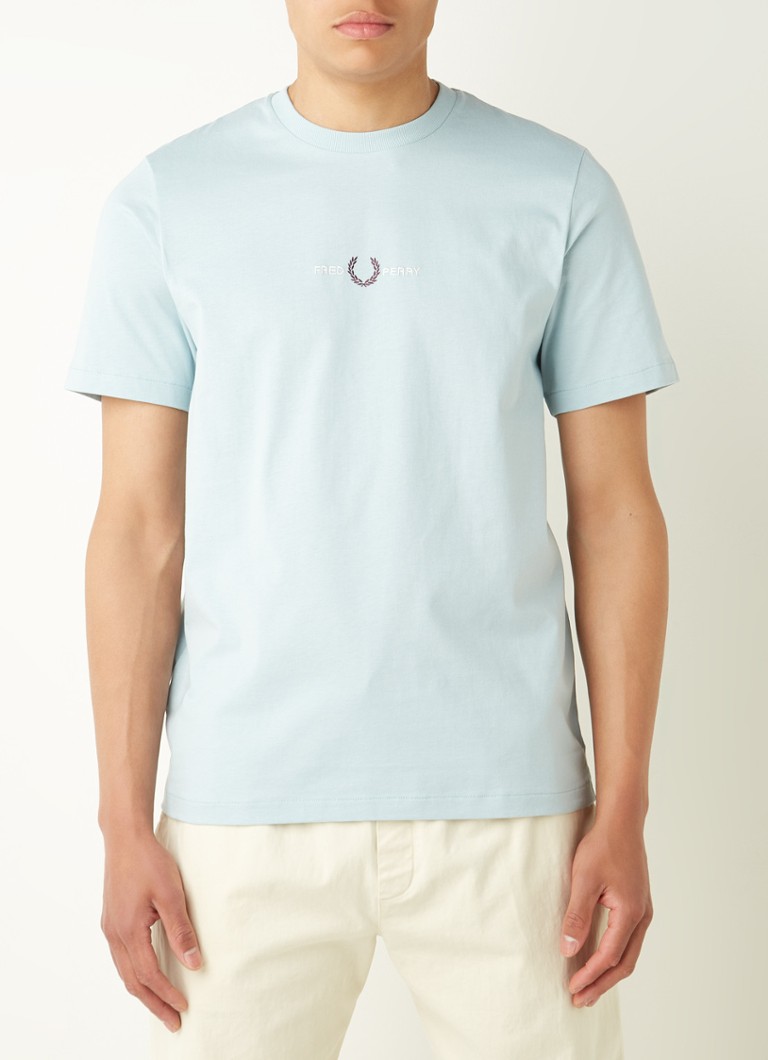 Fred Perry - T-shirt met logoborduring - Lichtblauw