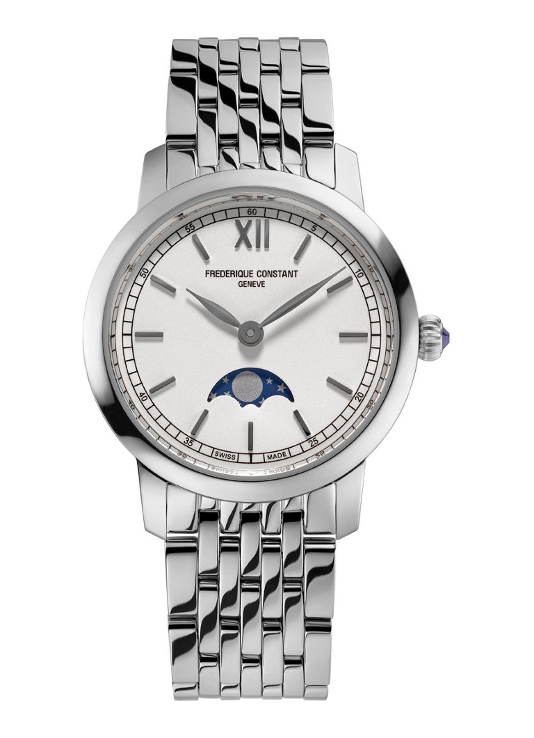 Frederique Constant - Slimline Lady Moonphase horloge FC-206SW1S6B - Zilver