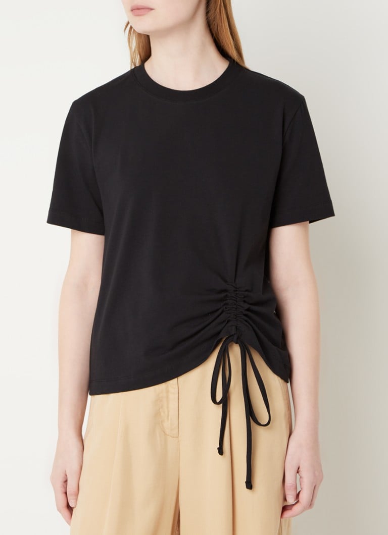French Connection - Rallie t-shirt met rijgdetail - Zwart