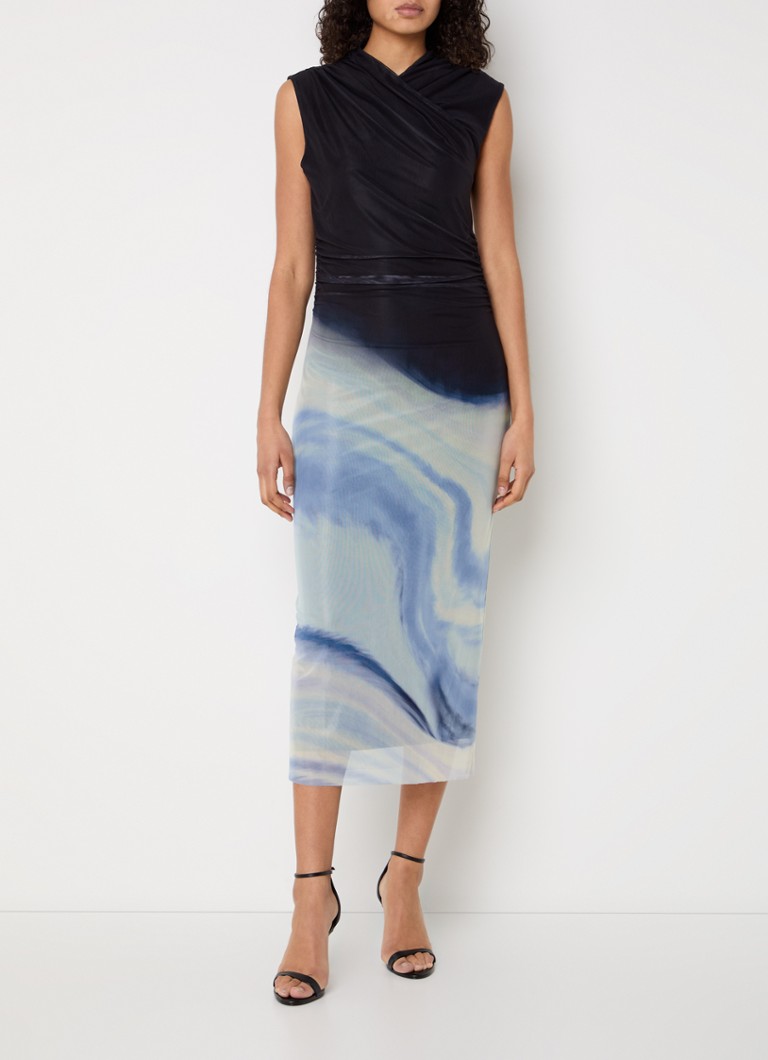 French Connection - Toni midi jurk van mesh - Donkerblauw