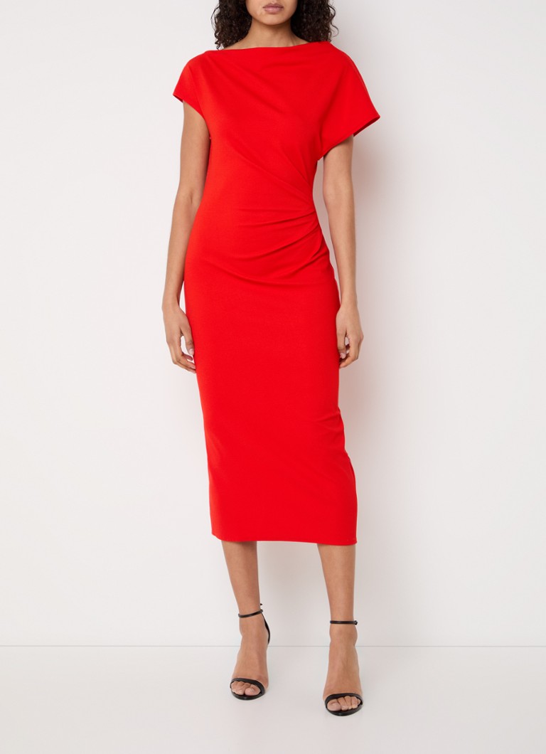 French Connection - Valetta midi jurk met boothals - Rood