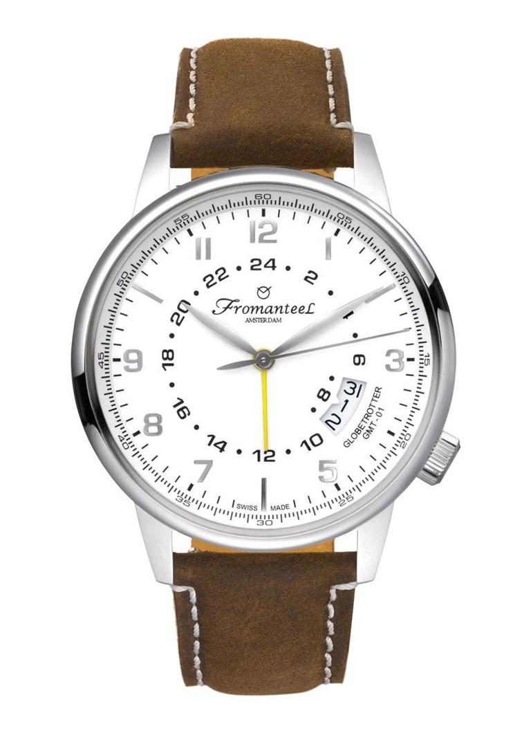 Fromanteel - Globetrotter GMT horloge GT-0601-014 - Bruin