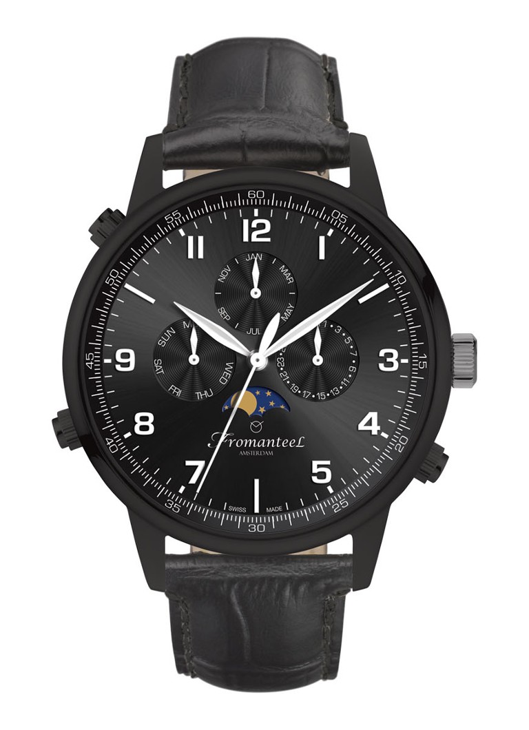 Fromanteel - Globetrotter MoonPhase horloge GT-0536-004 - Zwart