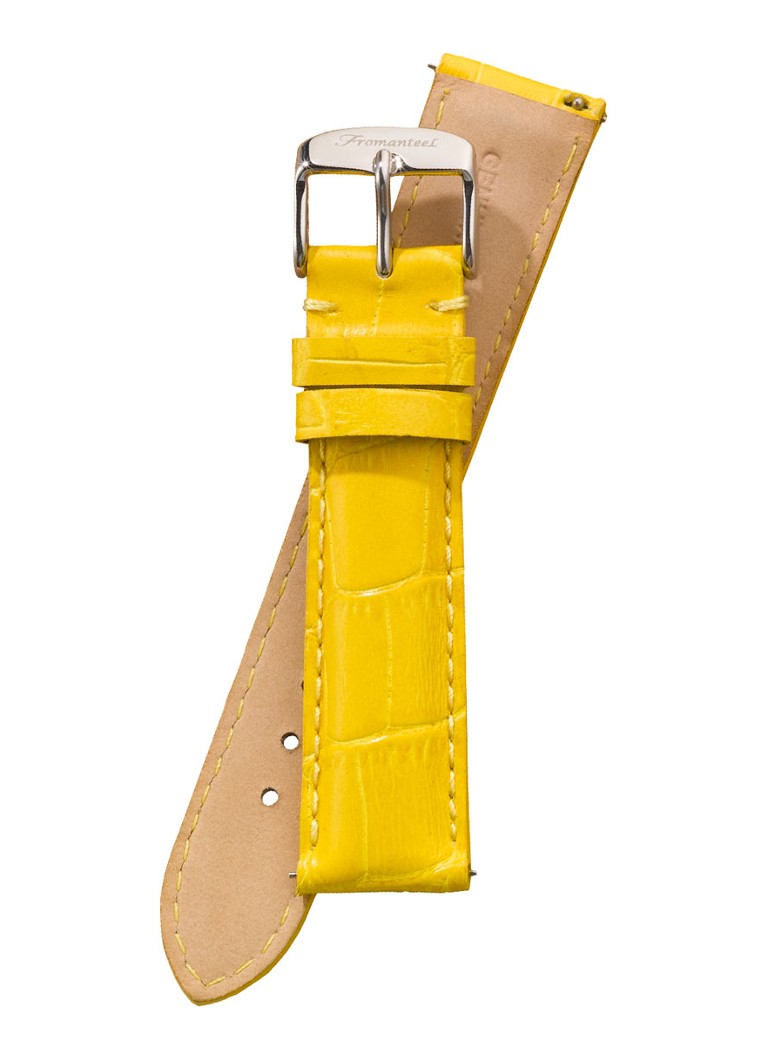 Fromanteel - Horlogeband van kalfsleer met crocostructuur S-007 - Geel