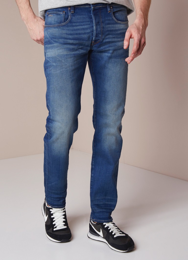 GStar RAW 3301 Mid rise slim fit jeans met stretch • Indigo • de Bijenkorf
