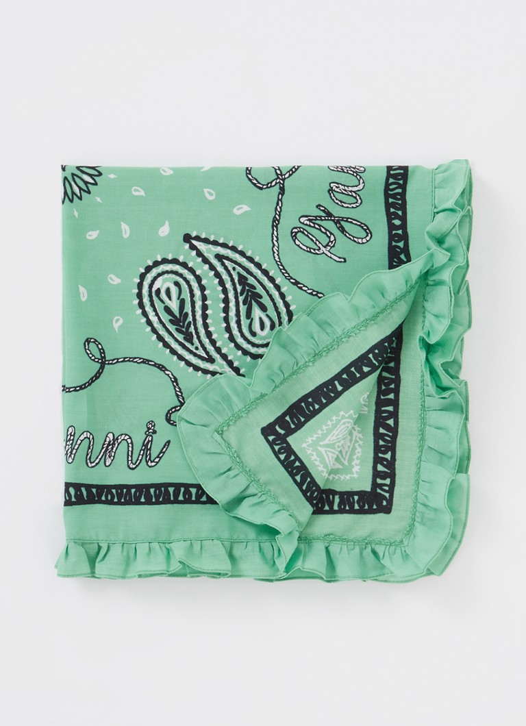 Ganni - Sjaal met paisley dessin 55 x 55 cm - Groen