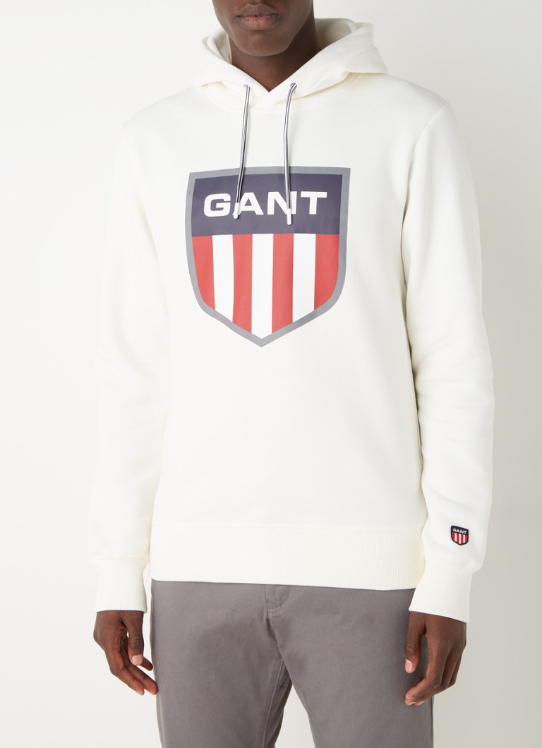 Gant - Hoodie met logoprint - Gebroken wit
