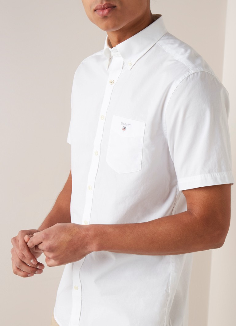 diagonaal op gang brengen Gouverneur Gant Regular fit button down-overhemd met korte mouw • Wit • de Bijenkorf