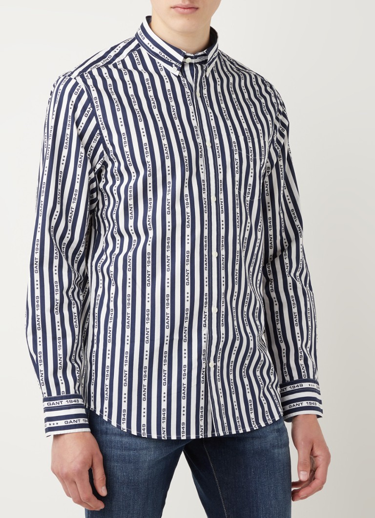 Gant - Regular fit overhemd met streepprint - Blauw