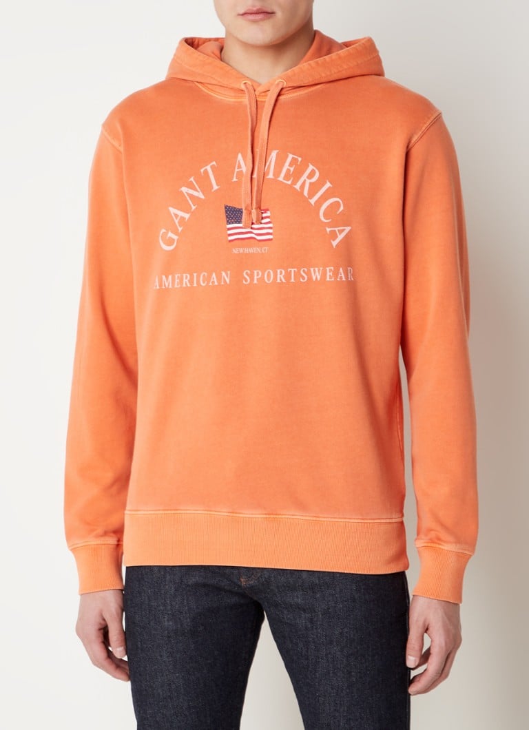 hengel etiquette Mevrouw Gant Sunfaded hoodie met logoprint • Oranje • de Bijenkorf