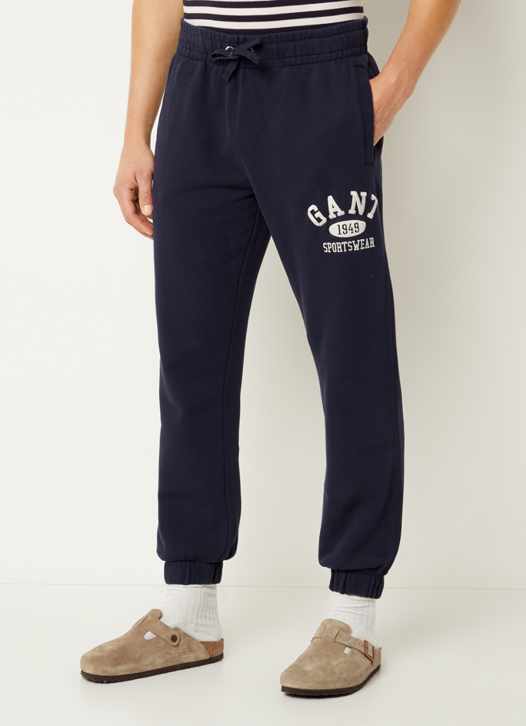 Gant - Tapered fit joggingbroek met logoborduring - Donkerblauw