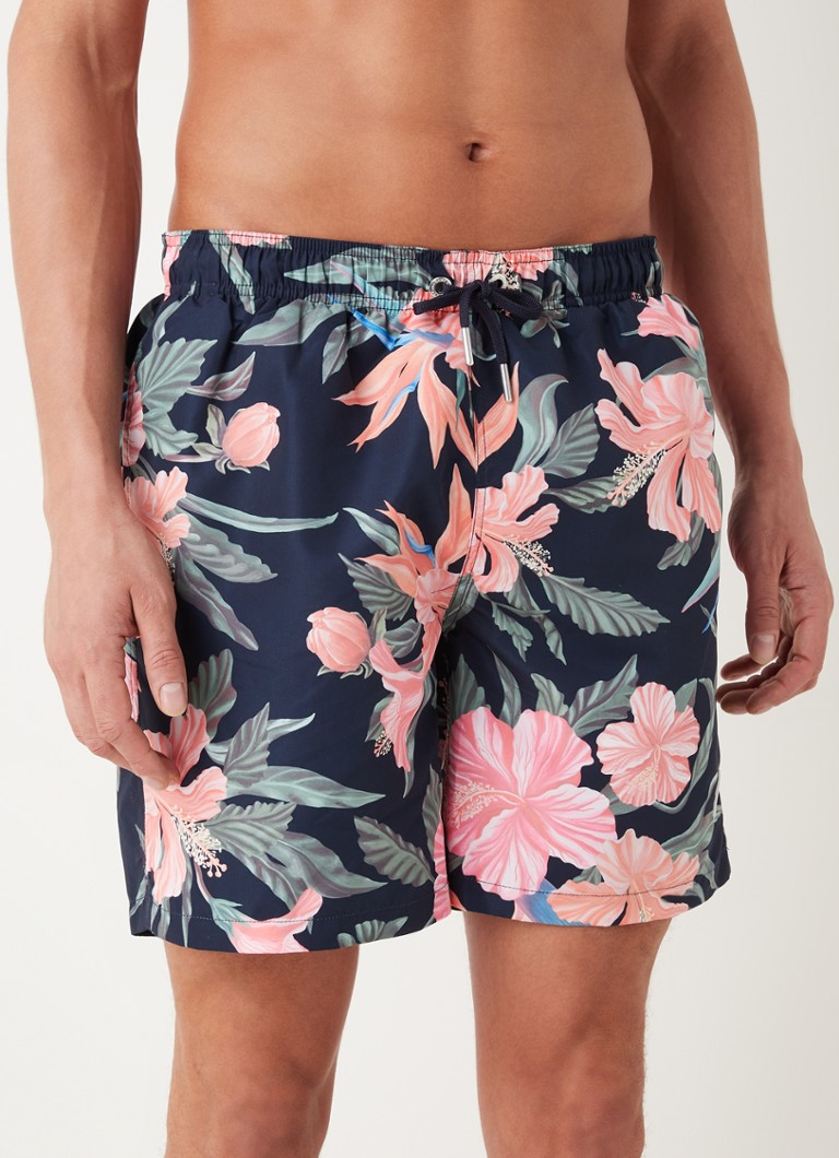 Gant Zwemshorts met bloemenprint en steekzakken • Donkerblauw • de