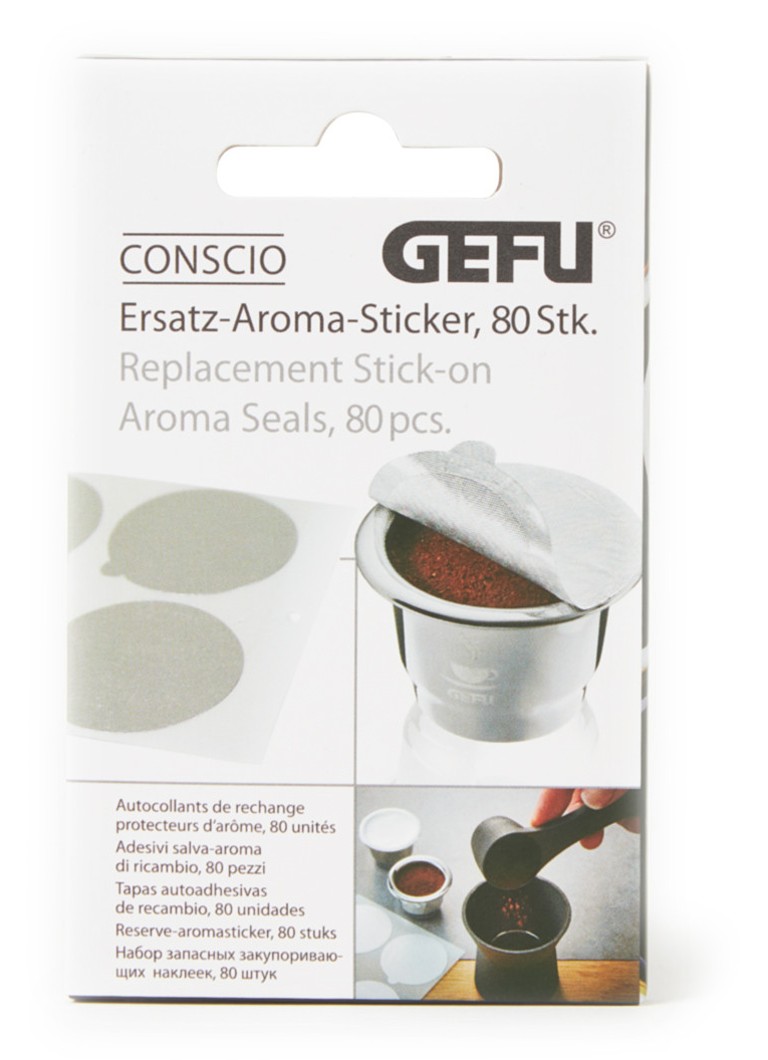 GEFU - Aroma stickers voor herbruikbare koffiecupjes set van 80 - Zilver