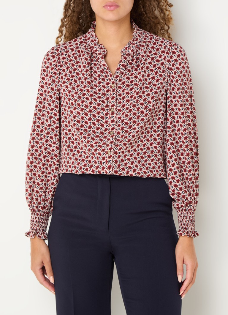 Gerard Darel - Belly blouse met bloemenprint en ballonmouw - Rood
