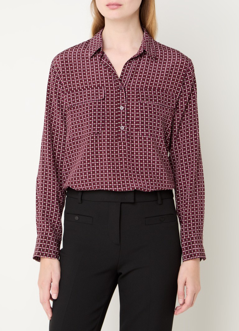 Gerard Darel - Bernadette blouse van zijde met grafische print - Donkerrood