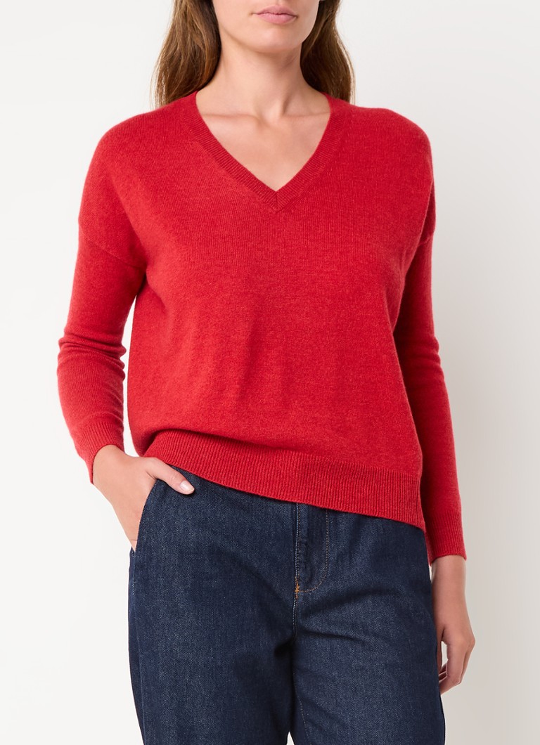 Gerard Darel - Fijngebreide pullover van kasjmier met V-hals - Donkerrood