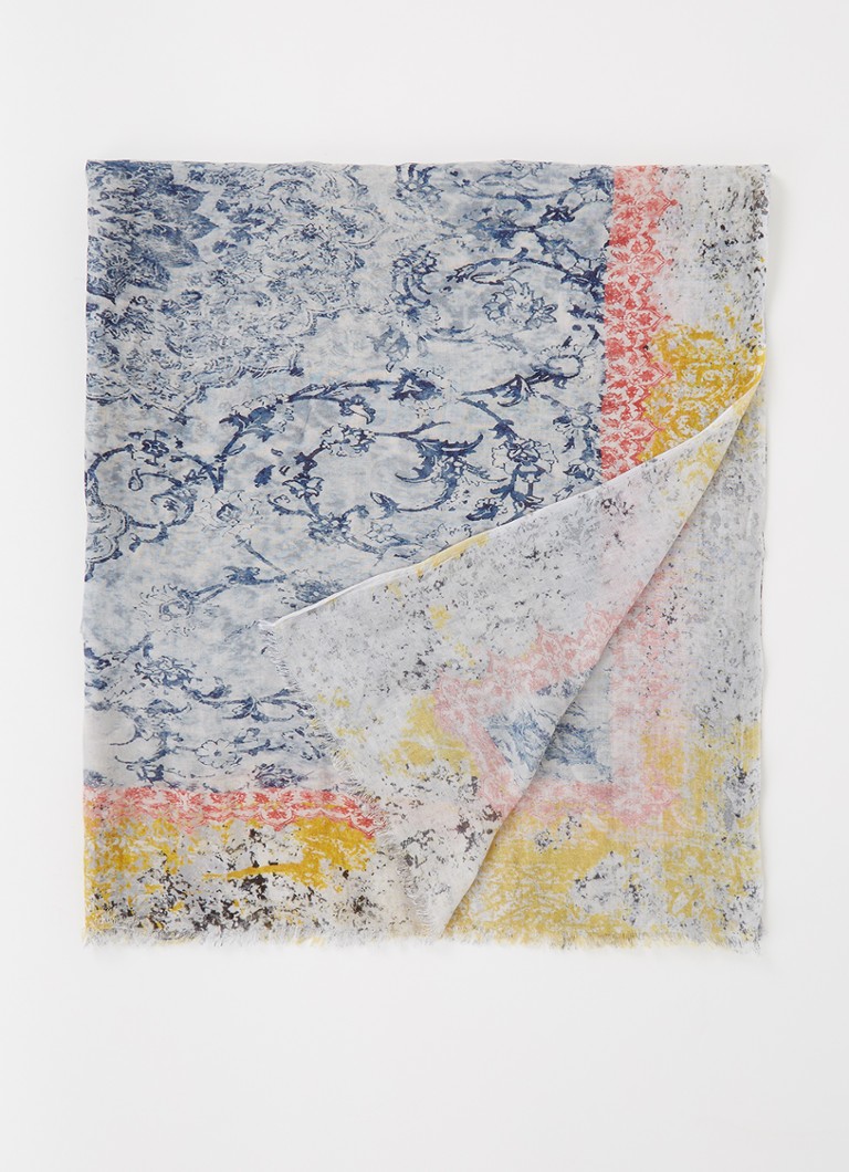 Gerard Darel - Galicia sjaal met bloemenprint 185 x 100 cm - Lichtblauw
