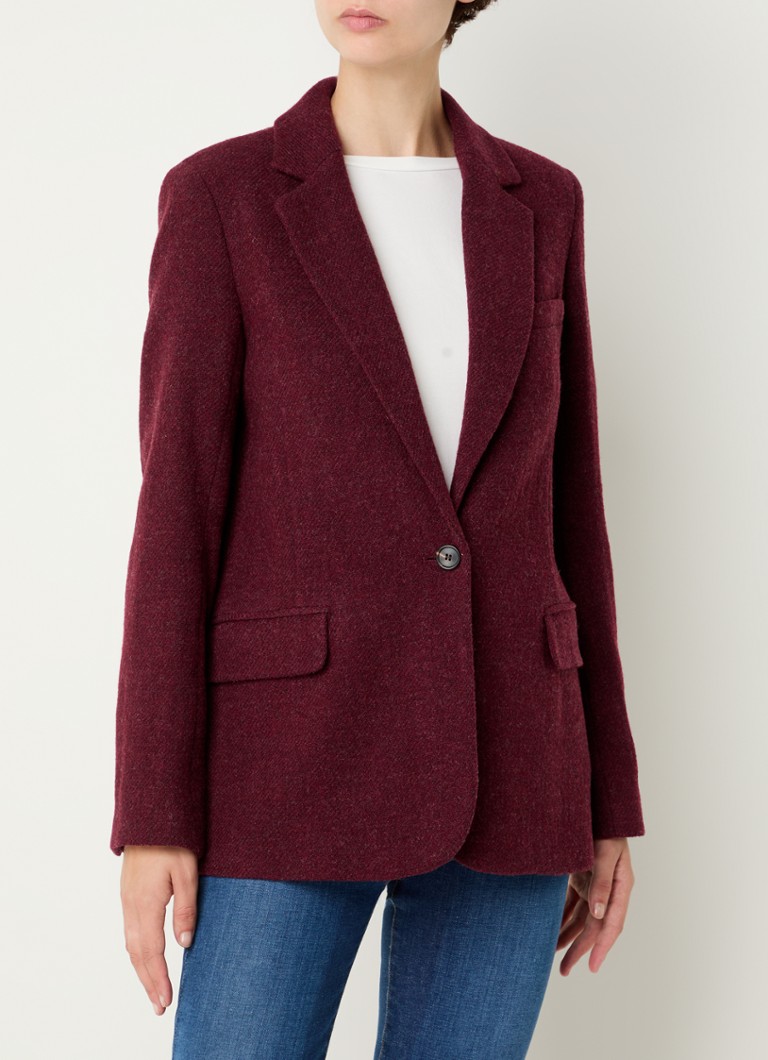 Gerard Darel - Marine blazer in wolblend met klepzakken - Bordeauxrood