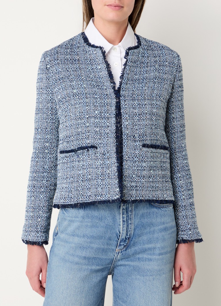 Gerard Darel - Romeline cropped blazer met tweed-look en borstzakken - Lichtblauw