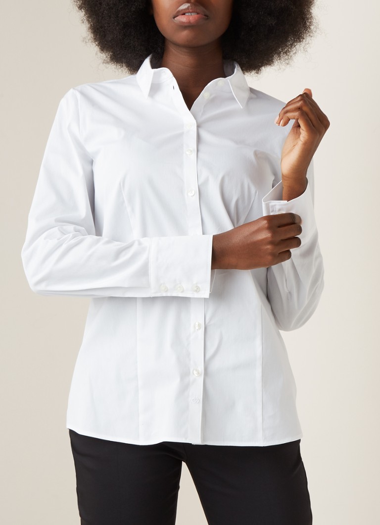 uit Vernauwd Assimilatie Gerry Weber Basic fit blouse van stretch katoen • Wit • de Bijenkorf