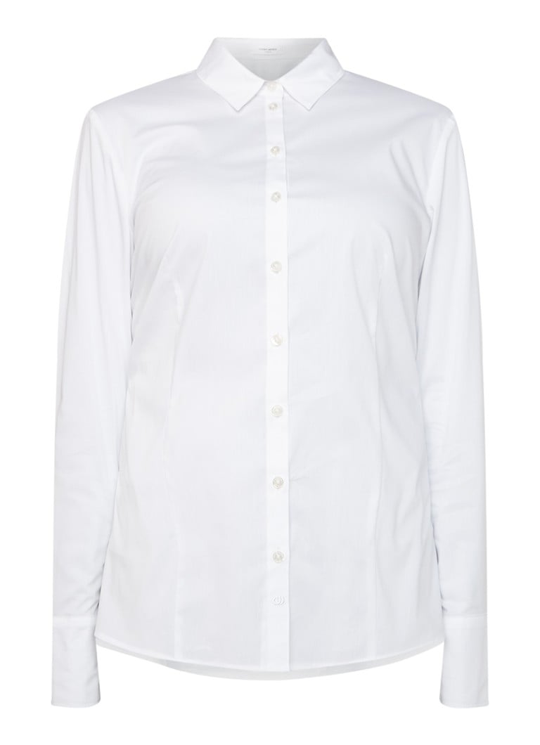 uit Vernauwd Assimilatie Gerry Weber Basic fit blouse van stretch katoen • Wit • de Bijenkorf