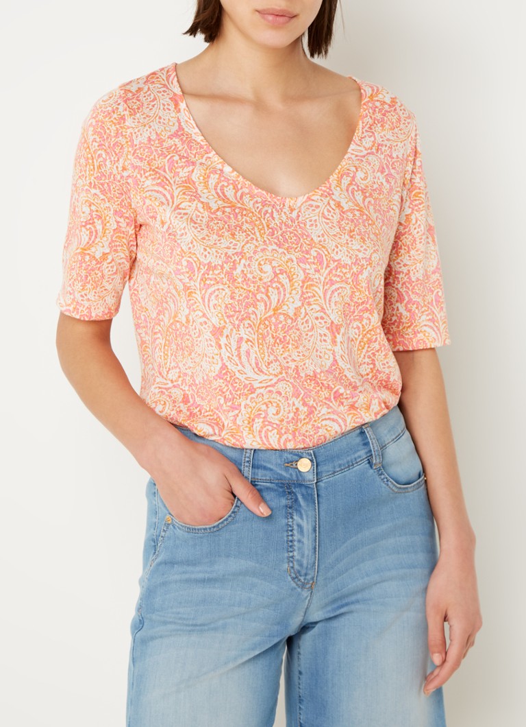 Gerry Weber - T-shirt met paisley dessin - Oranjerood