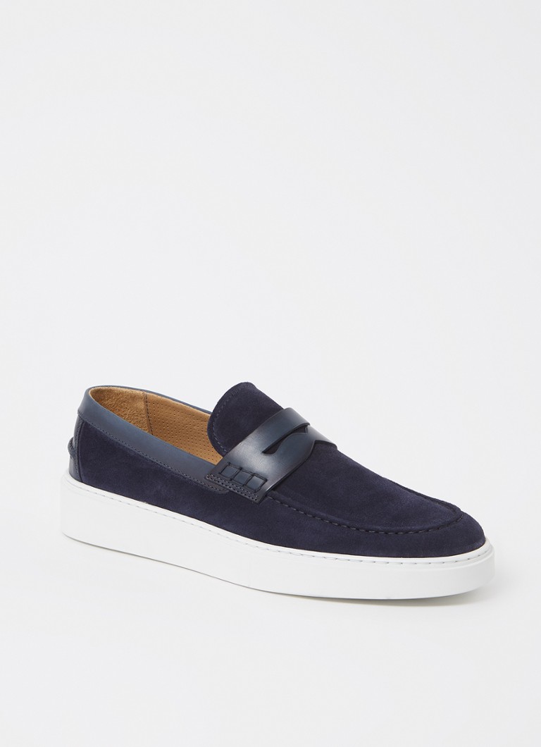 Giorgio - Cup Penny loafer van suède - Donkerblauw