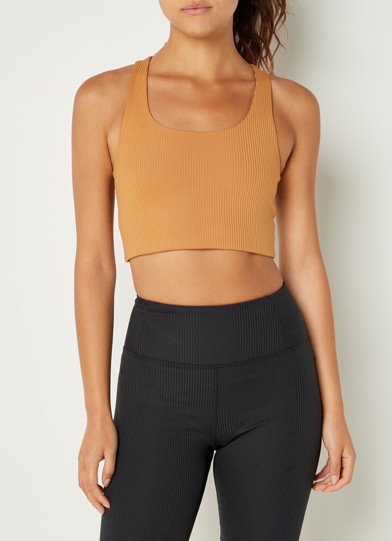 Girlfriend Collective - Paloma cropped trainingstop met ribstructuur - Lichtbruin