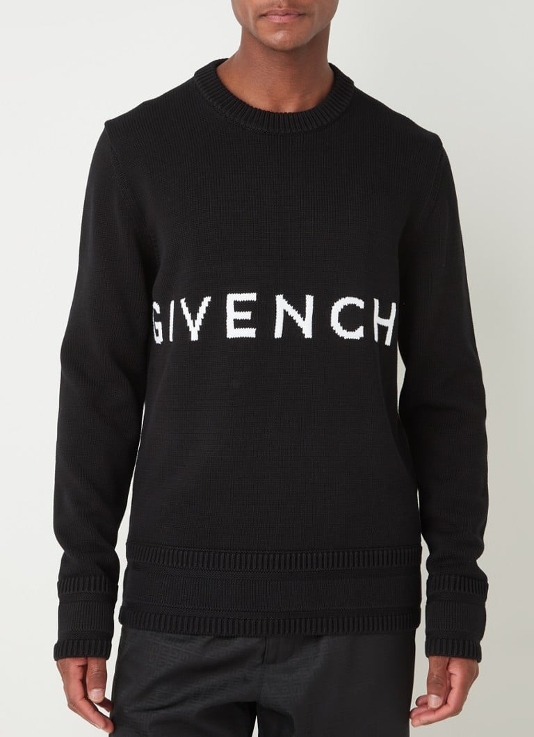 Givenchy Grofgebreide trui ingebreid logo- en backprint Zwart de