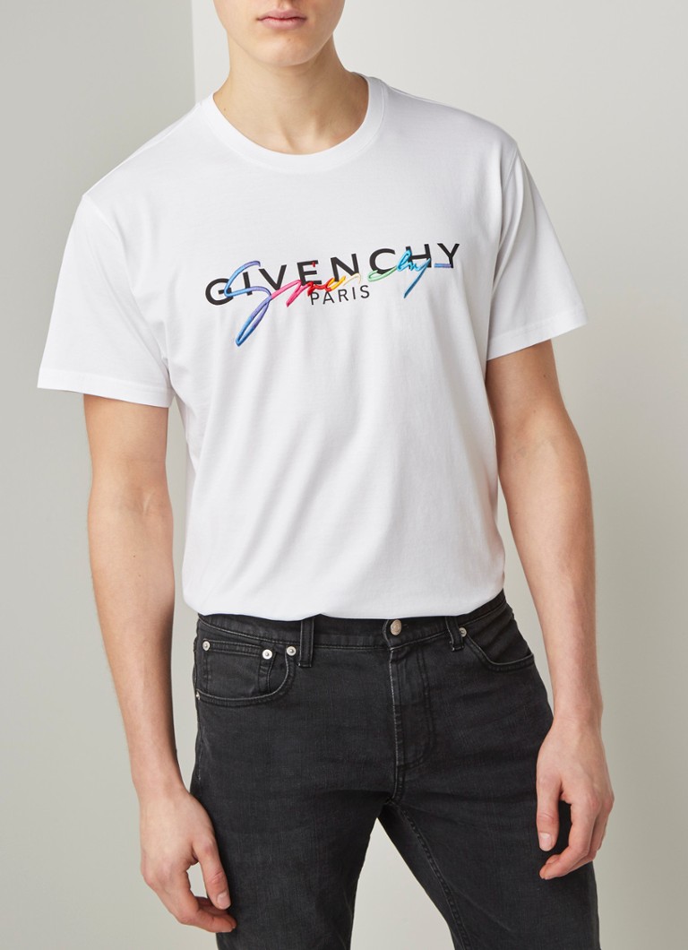 lekken Bijdrager deelnemen Givenchy Rainbow T-shirt met logoborduring • Wit • de Bijenkorf