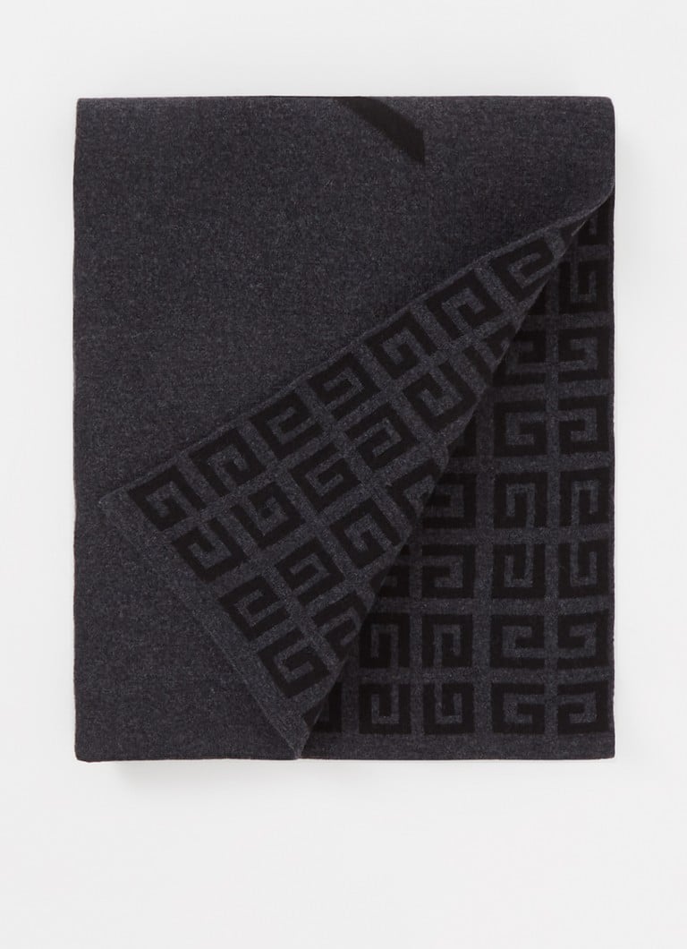 Givenchy - Reversible sjaal in kasjmierblend met logo 200 x 35 cm - Zwart