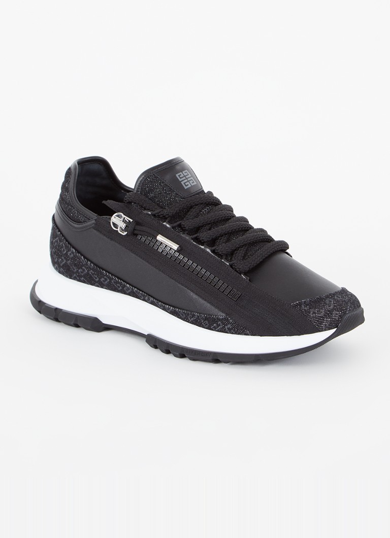 Givenchy - Spectre Runner sneaker van leer met details van denim - Zwart