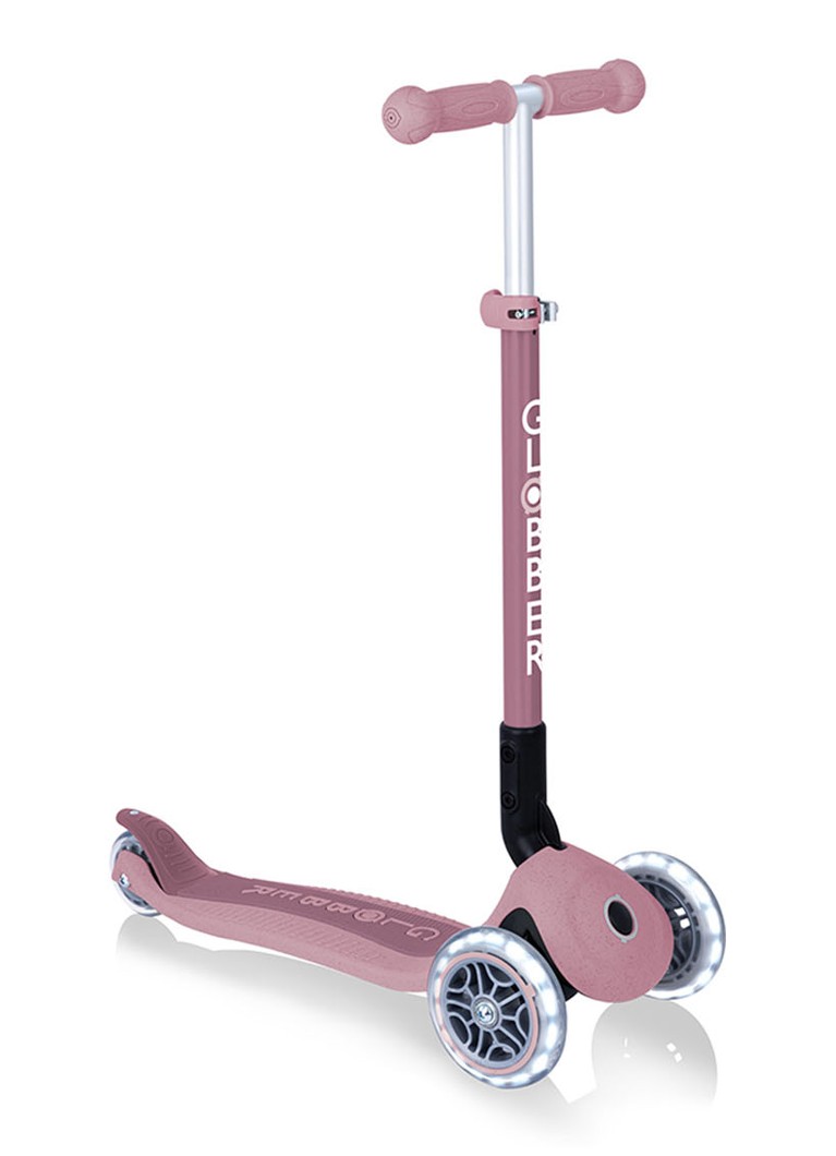 Globber Primo opvouwbare step met lampjes • Cranberryrood • de Bijenkorf