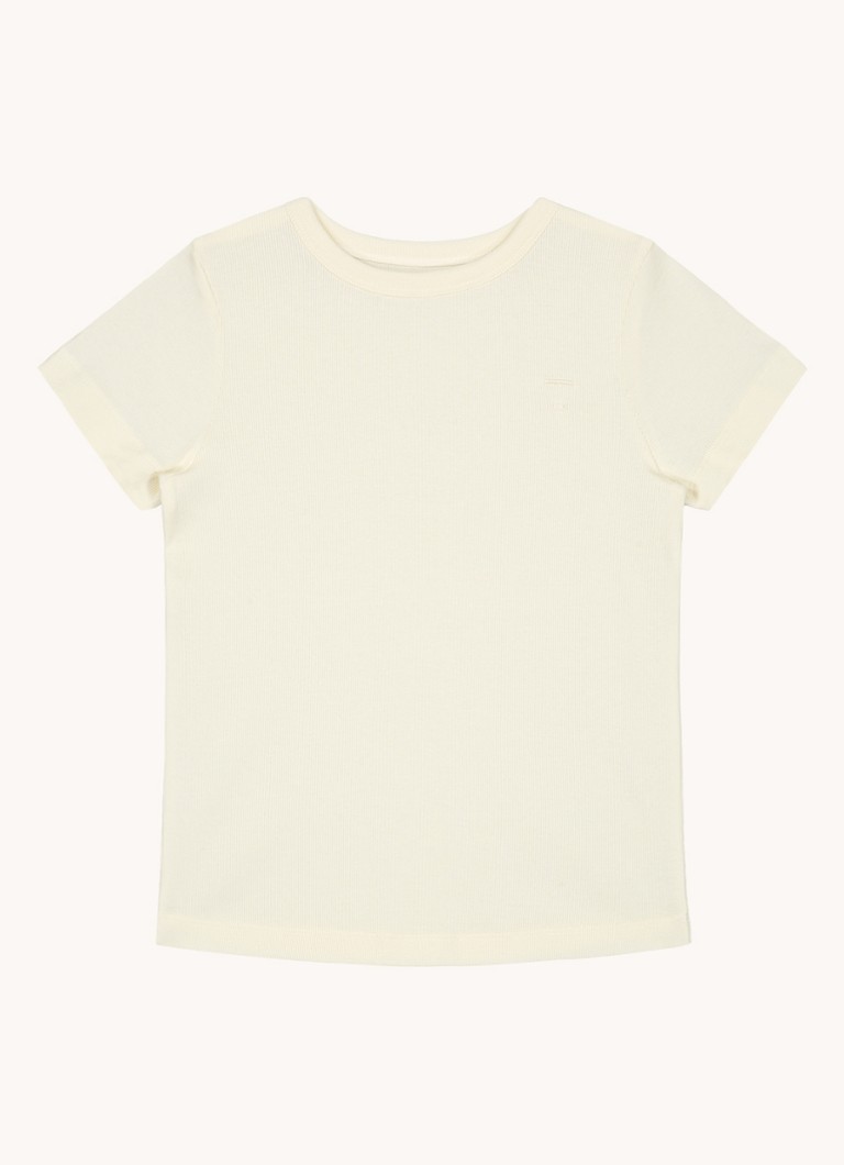 Gray Label - Ribgebreid ondershirt in biologische katoenblend - Gebroken wit