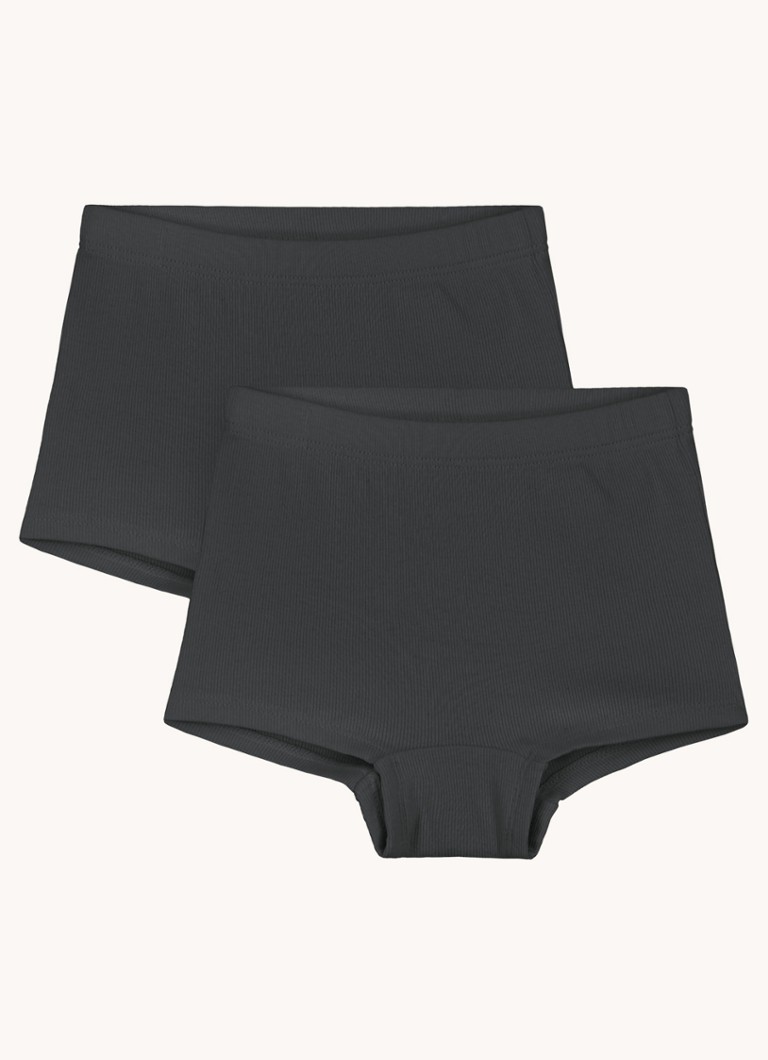 Gray Label - Ribgebreide shorty in biologische katoenblend 2-pack - Donkergrijs